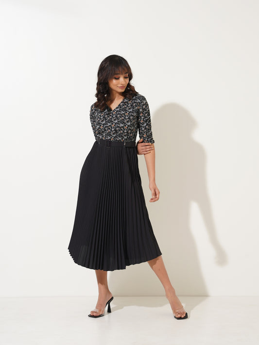 Floral Printed Crepe Midi Dress