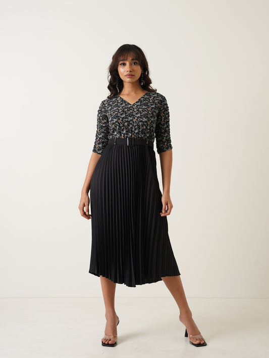 Floral Printed Crepe Midi Dress
