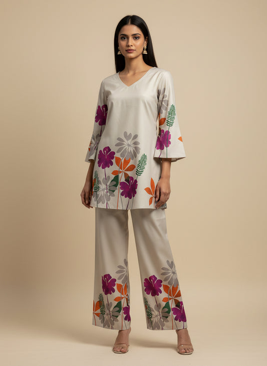 Women Pink Floral Printed Co-Ord Set