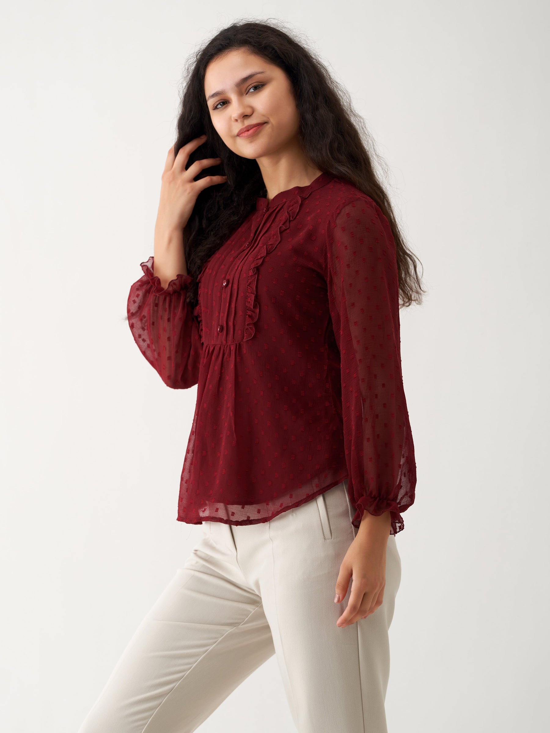 Polyster Solid Plain Top For women