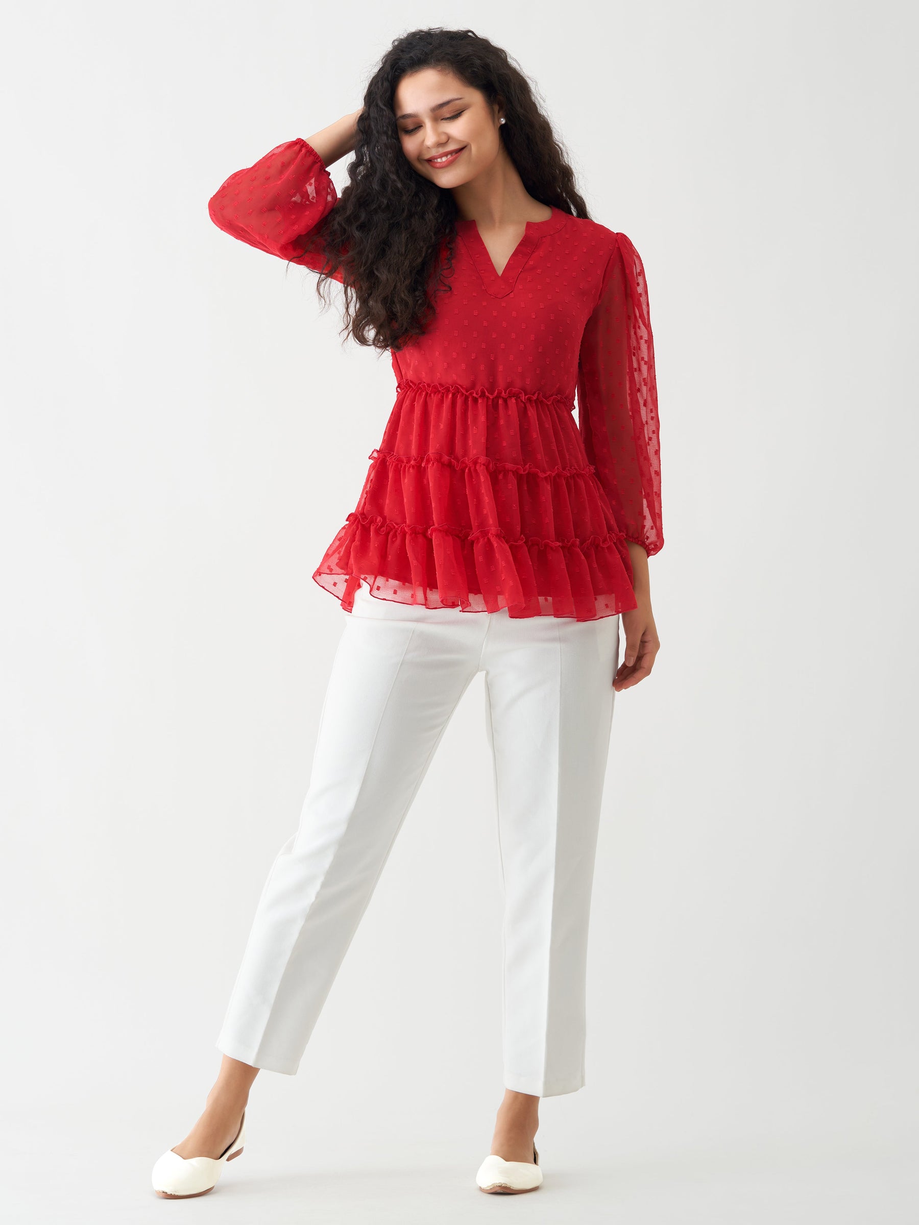 Polyster Solid Plain Top For women